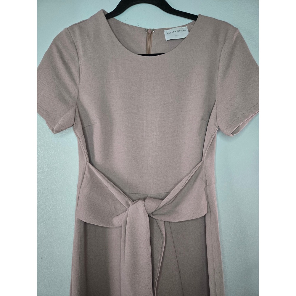 Modern Citizen Wide Leg Jumpsuit Taupe Belted Minimalist Short Sleeve Small - Picture 4 of 8